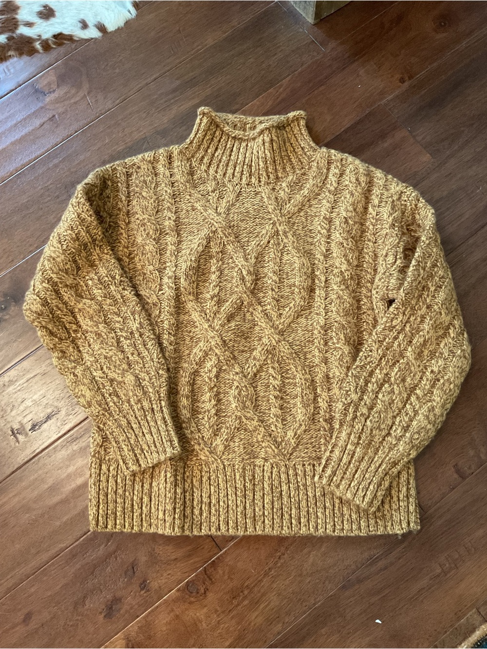 NWT LL Bean roll neck cable knit sweater